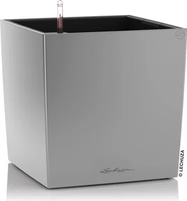 Zdjęcie produktu dla LECHUZA CUBE 40, Sadzarka w doniczce, Wolnostojący, Polipropylen (PP), Srebrny, Wewnętrzna, Czarny