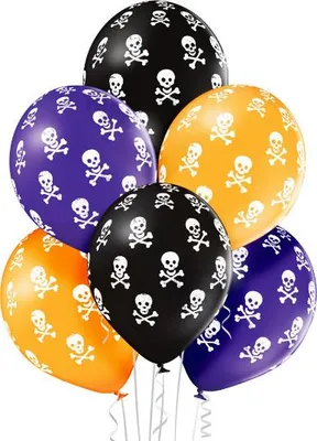 Produktbild von Luftballon Ø30cm "Totenkopf" | 6 Stk. - Schwarz Mix
