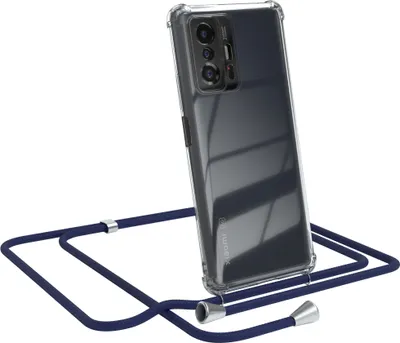 Produktbild von EAZY CASE Handykette kompatibel mit Xiaomi 11T / 11T Pro 5G, Handyhülle mit Umhängeband, Handykordel, Schutzhülle Clear, Band in Blau
