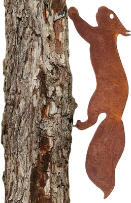 Produktbild von Rostiges Eichhörnchen zum Schraube in Holz, Gartenstecker Rost Rostige Gartendeko Eichhörnchen Rost Deko Baumstecker
