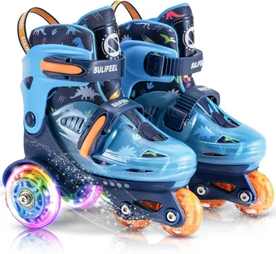 Produktbild von Rollschuhe für Kinder, verstellbar, blinkende Räder, Dreipunktbalance, für Anfänger