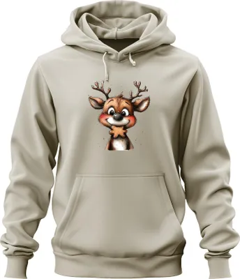 Produktbild von Rentier Lebkuchen Weihnachten Geschenk Kinder Niedlich Retro Uni Hoodie Kapuzenpullover, Natur, L
