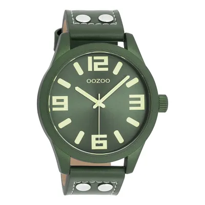 Image de Montre Oozoo vert cuir Timepieces femmes-hommes Montre à quartz analogique UOC1093A