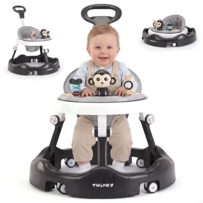 Produktbild von Twinky® Lauflernhilfe in Schwarz | Lauflernwagen mit Spielset und Zubehör für sicheres und spielerisches Lernen | inkl. Fußmatte und Haltegriff
