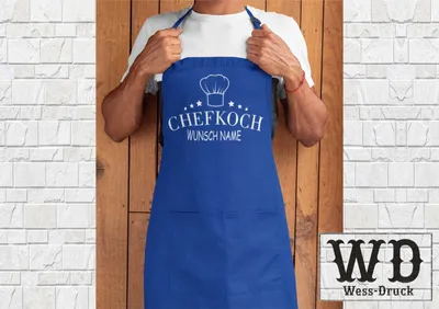 Produktbild von Grillschürze Kochschürze Chefkoch mit WUNSCHNAME Navy Weiß
