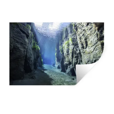 Produktbild von MuchoWow® Wandtattoo Wandsticker Wandaufkleber Felsen unter Wasser 120x80 cm Selbstklebend und Repositionierbar - Selbstklebend - Fototapeten