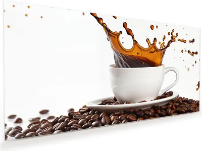 Produktbild von Glasbild 110x55cm in XXL für Wohnzimmer, Schlafzimmer Motiv Kaffeespritzer