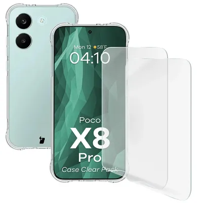 Produktbild von Handyhülle + 2x Folie für Xiaomi POCO X8 Pro, Bizon Case Clear Pack, Transparent