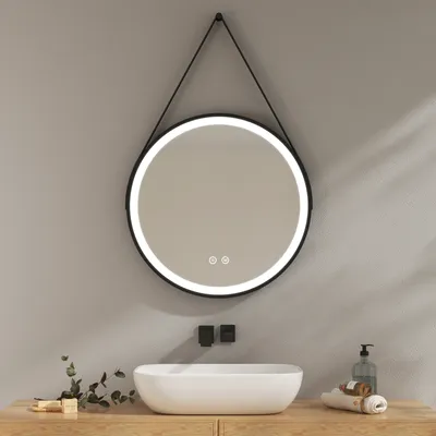 Produktbild von EMKE Badspiegel mit Beleuchtung LED Spiegel Rund 60cm Durchmesser Badezimmerspiegel Touchschalter 3 Lichtfarbe Dimmbar Lichtspiegel