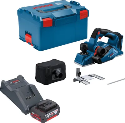 Produktbild von Bosch GHO 18V-26 Professional Akku Hobel 18 V 2,6 mm Brushless + 1x Akku 4,0 Ah + Ladegerät + L-Boxx