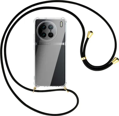 Produktbild von Handykette Backcover-Schutzhülle mit Band (Metall goldfarben) für vivo X90 Pro (V2242A, 6.78'') - schwarz