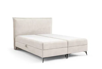 Produktbild von Boxspringbett 180x200 K16 SLIM mit Bettkasten, Samt Element 07, Bonellfederkern H3, Massivholz, gepolstertes Kopfteil,LieferungBordstenkante