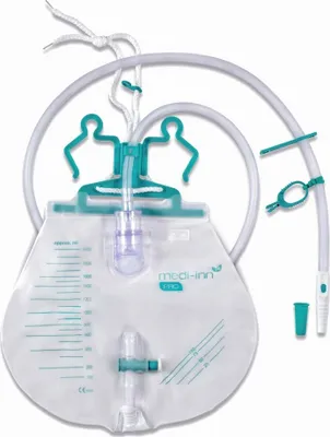 Produktbild von Medi-Inn PRO Urinbeutel closed System, 120 cm, 2000 ml, steril verpackt (1 Stück)