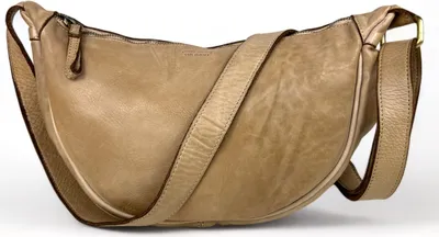 Produktbild von Handtasche Ledertasche Umhängetasche Cross Body Bag Vintage Gewaschnes Echtleder Beige