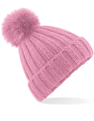 Produktbild von Beechfield Verbier Faux Fur Pop Pom Chunky Beanie