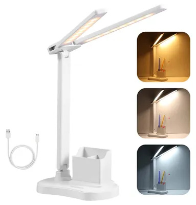 Zdjęcie produktu dla Lampa biurkowa LED Vinabo, 3 tryby jasności, 3 kolory, lampka biurkowa USB do czytania i nauki, przenośna, składana, z ekranem dotykowym, z regulacją jasności, dla dzieci, do sypialni, na stolik nocny, na biurko