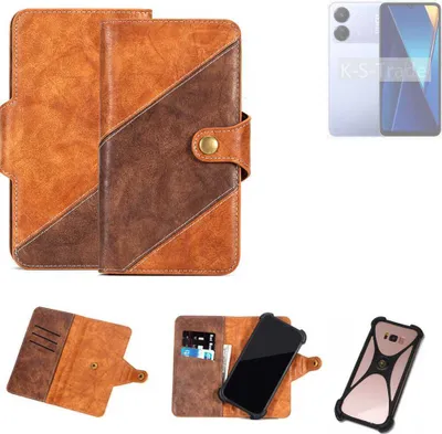 Produktbild von K-S-Trade Handyhülle Schutzhülle Bookstyle Case Wallet-Case kompatibel mit POCO C65 Cover Klapphülle Kantenschutz Smartphone dunkelbraun braun 1x