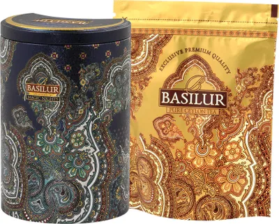 Productafbeelding van BASILUR Ceylon Zwarte Losse Thee, zorgvuldig geselecteerde Broken Orange Pekoe theebladeren, verrijkt met jeneverbes, 100 gram