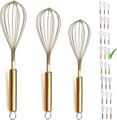 Produktbild von Famanu Set von 3 Schneebesen aus Edelstahl - 20 cm, 25 cm, 30 cm