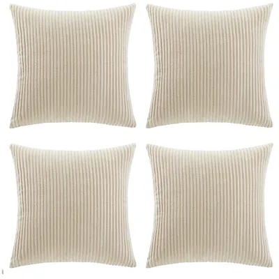 Produktbild von Kissenbezüge, 4er Set Kordsamt Kissenbezug Beige 40x40cm, Kord - Zierkissenbezug, für Sofa Schlafzimmer Wohnzimmer Balkon