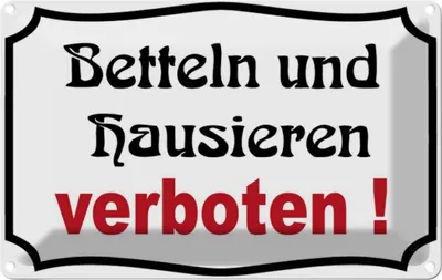 Produktbild von vianmo Blechschild 20x30 cm Bettel und Hausieren verboten Warnschild Hinweisschild Sicherheit Vorsicht