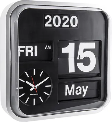 Produktbild von Karlsson - Wanduhr Big Flip - Silber/Schwarz - 43x43x16cm