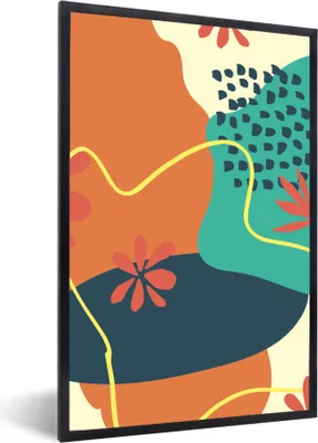 Produktbild von MuchoWow® Gerahmtes Poster Sommer - Flecken - Pastell 40x60 cm - Poster mit Schwarzem Bilderrahmen Wandposter Rahmen Foto Bilder - Papierdruck - Wandbilder