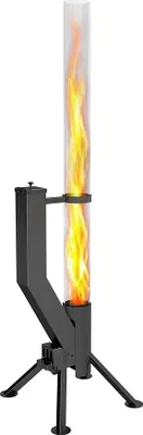 Produktbild von Feuerrohr Premium – Große Edelstahl Pelletfackel mit Flamme bis 1,5m & Reinigungsbürste incl., Feuersäule für Garten & Terrasse - Nachhaltiges Ambiente Feuer (Schwarz Pulverbeschichtet)