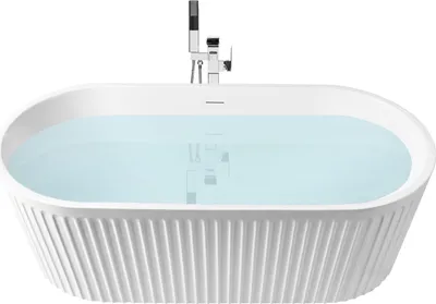 Produktbild von BELIANI Freistehende Badewanne mattweiß Acryl 170 x 80 cm oval mit geriffelter Oberfläche Moderner Stil Badezimmer