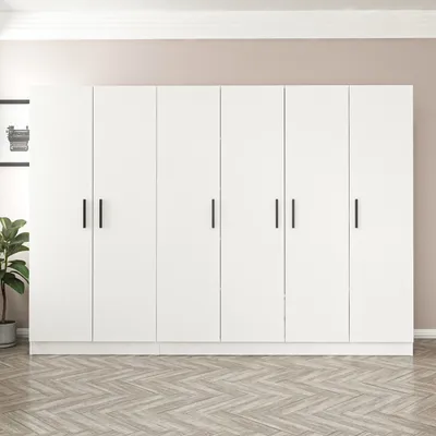 Obrázek produktu pro Skye Decor, Kale - 3806, šatní skříň, bílá, 100 % MELAMÍNEM potažené desky, 270 x 52 x 210 cm