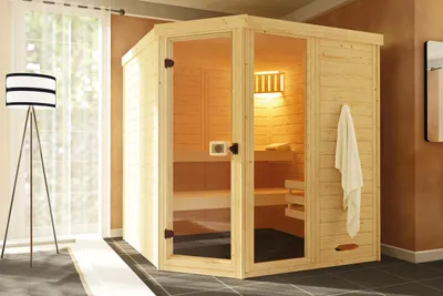 Produktbild von Massivholzsauna LAUKKALA  3 OS 7,5 KW , Saunaleuchte x B x T x H  x 195 x 195 x 200