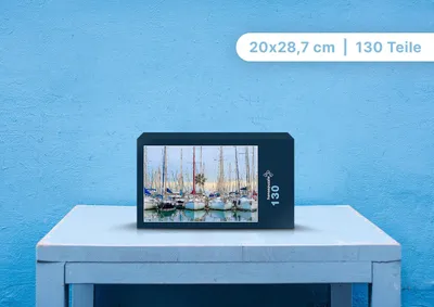 Produktbild von hansepuzzle 100359 - Yachthafen Puzzle, 130 Teile, Reisen, 28,7 x 20,0cm mit hochwertiger Aufbewahrung, Kartonbox und wiederverschließbarem Beutel