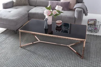 Produktbild von Couchtisch Tisch CHARMS 120x60 cm Metall Glas Schwarz / Kupfer