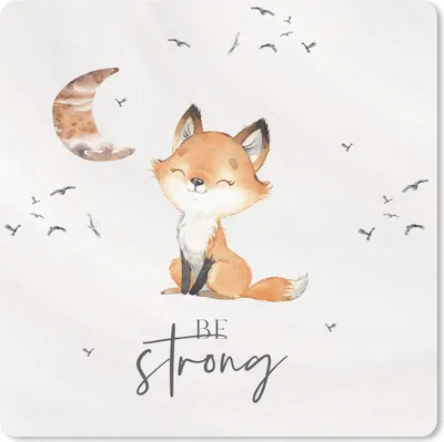 Produktbild von MuchoWow® Mauspad Mousepad Zitate - Aquarell - Stark sein - Kinder - Fuchs - Tiere 20x20 cm - Mousepads - Maus Mat - Pad - Mausunterlage - Desk Mat - Bureauartikeln
