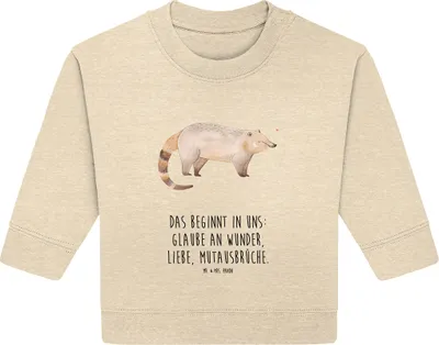 Produktbild von Mr. & Mrs. Panda Organic Baby Pullover Nasenbär 24. - 36. Monat - Natural Raw - Geschenk, Nasenbären, Rüsselbär, Bär, Bullover, Lustige Sprüche