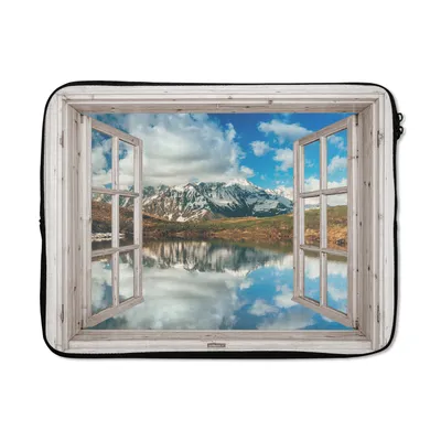 Produktbild von MuchoWow® Laptop Hülle 17 Zoll Laptoptasche Aussicht - Berg - Wasser - Zipper - Schutzabdeckung