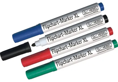 Zdjęcie produktu dla MAUL Markery do flipchartów, okrągła końcówka 2,0–2,5 mm, 4 sztuki, czerwony, zielony, niebieski, czarny
