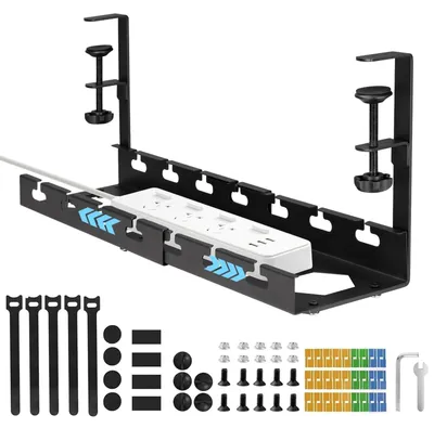 Obrázek produktu pro SolidKeus - Podstavec pod stůl s organizátorem kabelů, výška nastavitelná od 20 do 50 cm