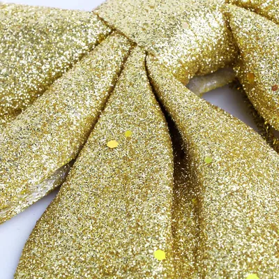 Produktbild von Glänzende Goldene Weihnachtsdekoration - Set von 5 Weihnachtsbaum Schleifen und Ornamenten