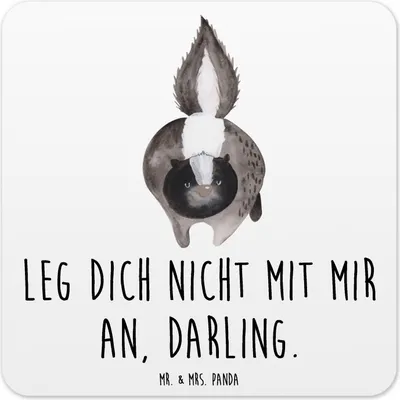 Produktbild von Mr. & Mrs. Panda Tischuntersetzer Stinktier Angriff 15er Set - Weiß - Geschenk, Coaster, Raubtier, Untersetzer für Gläser, Tassen, Drohung, Stinker, Wildtier, Skunk