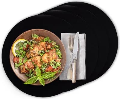 Produktbild von 4er Filz-Platzset schwarz, rund Ø 35cm