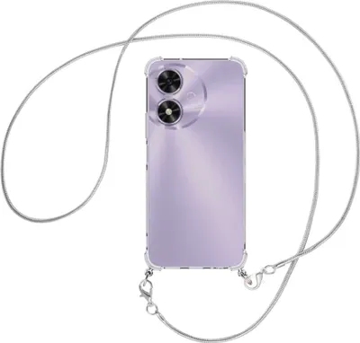 Produktbild von Handykette Backcover-Schutzhülle mit Band (Metall silberfarben) für Honor Play 50 5G / Play 50m 5G - silberfarbene Snake-Kette