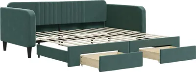Obrázek produktu pro vidaXL Rozkládací postel se zásuvkami tmavě zelená 100x200 cm Velvet