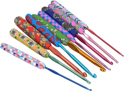 Zdjęcie produktu dla Zestaw szydełek 9 sztuk, ergonomiczne uchwyty, różne rozmiary do 10 mm, do projektów kreatywnych