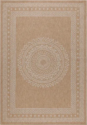 Produktbild von Villa Möbel Dhaeno Terrasse, Garten-Teppich, Outdoorteppich, Vintage Design, Farbe:Beige, Grösse:240x340 cm