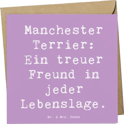 Produktbild von Mr. & Mrs. Panda Grußkarte Spruch Manchester Terrier Freundschaft - Lavendeltraum - Geschenk, doppelkarte, Glückwunschkarte, Hundeliebhaber, Hunderasse, faltkarte