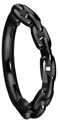 Produktbild von Ohrpiercing, Nasenpiercing, Septum Piercing Chirurgenstahl Segmentring Clicker KETTEN-DESIGN Schwarz Innendurchmesser: 10mm + Stabstärke: 1,2mm