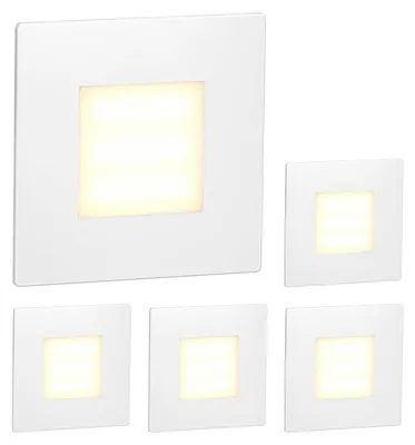 Image de ledscom.de : 5 spots LED pour escaliers/appliques murales FEX, pour intérieur et extérieur, carrés, 85 x 85 mm, lumière blanc chaud