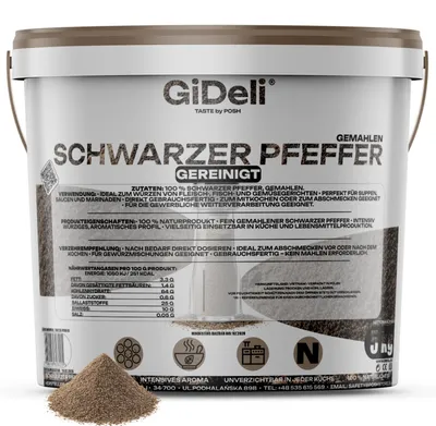 Produktbild von Schwarzer Pfeffer Gemahlen 5kg Pulver Gewürz Kochen Natur Beilage Aroma GiDeli