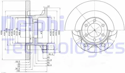 Produktbild von 2x DELPHI Bremsscheibe BG9722 für IVECO DAILY III Pritsche/Fahrgestell 110 6mm